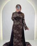 Azmia Abendkleid Braun mit Hijab