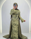 Azmia Abendkleid Grün mit Hijab