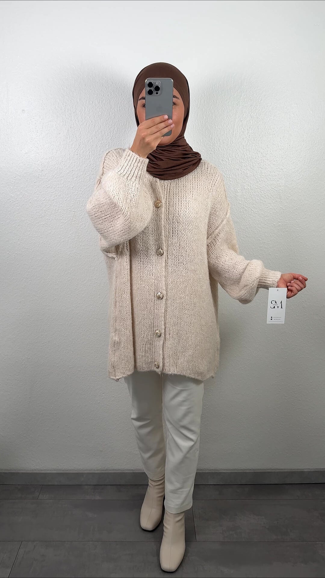 Efla Strickjacke Beige