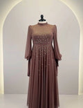 Robe de soirée Rima Taupe