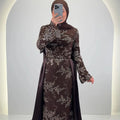 Robe de soirée Azmia marron avec Hijab