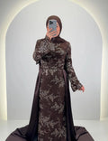 Robe de soirée Azmia marron avec Hijab
