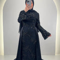 Robe de soirée Azmia noire avec Hijab