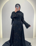 Robe de soirée Azmia noire avec Hijab