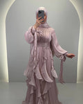 Robe de soirée Premium Yaprak Rose