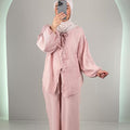 Aria Musselin Zweiteiler Rosa