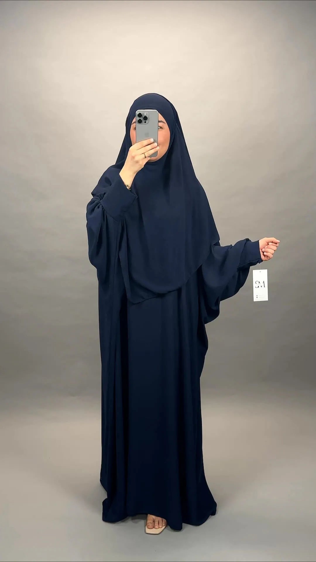 Sila Abaya Set mit Khimar Dunkelblau - Semode