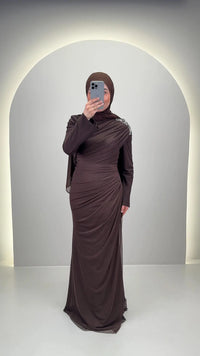 Robe de soirée Tuyana Marron